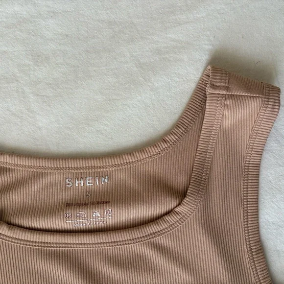 Tan/Beige Basic Ribbed Tank Top - Picture 6 of 9